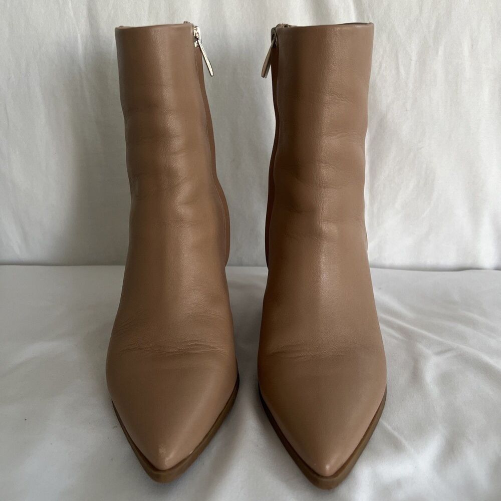 EUC Nordstrom Nude Color Pointed Toe Leather Boots 6.5
